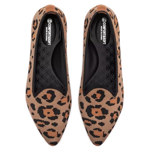Image of Frank Mully Women's Casual Loafer Flats Slip On Loafer Shoes Comfortable Knit Flat Shoes Classics Pointy Toe Loafer Flats,for Work,Travel
