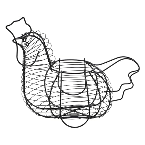Egg Storage Basket - Chicken Hen Shaped Metal Chicken Eggs Holder with Handle - Egg Collecting Basket Store 24 Eggs for Kitchen Living Room Countertop
