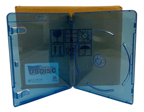 USDISC Blu-ray Cases Standard 12mm, Single 1 Disc, Clear Blue, Pack of 100