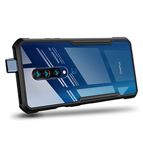 TineeOwl OnePlus 7T Pro Clear Case, Shock Absorbing Corners + TPU Bumpers, Slim and Protective (Black, One Plus 7T Pro)
