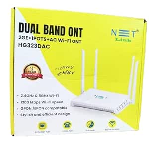 NET Link HG323DAC Dual Band ONT, 2.4GHz & 5GHz Wi-Fi Router, 1200 Mbps ...