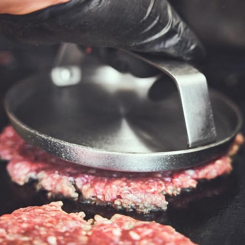 BURNHARD® Edelstahl Burger Smasher, 14 cm, Grillpresse, Hamburgerpresse, Spülmaschinenfest