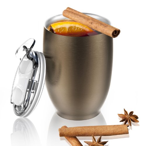 Asobu Imperial Beverage Insulated Cup For Coffee Or Tea With Lid 10 Ounce, Brown #TOP1