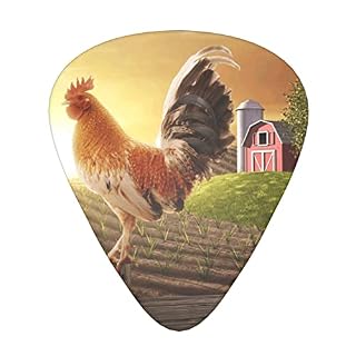 Lot de 12 médiators Coq sur bois dans la ferme 0,46 mm/0,71 mm/0,96 mm d’épaisseur pour guitares électriques, basses… - Les Beatles, Paul McCartney, John Lennon, RIngo Starr, George Harrison