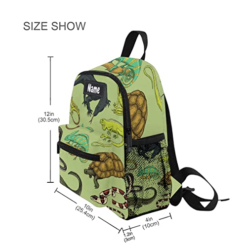 Glaphy Custom Kid's Name Backpack, Snake Lizard Chameleon And Turtle Animals Toddler Backpack Personalized Name Preschool Bookbags For Boys Girls #TOP1