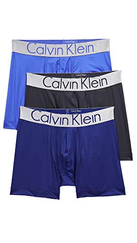 Calvin Klein Men's Underwear Steel Micro Boxer Briefs, Dark Midnight/Mink/Cobalt Water, Medium