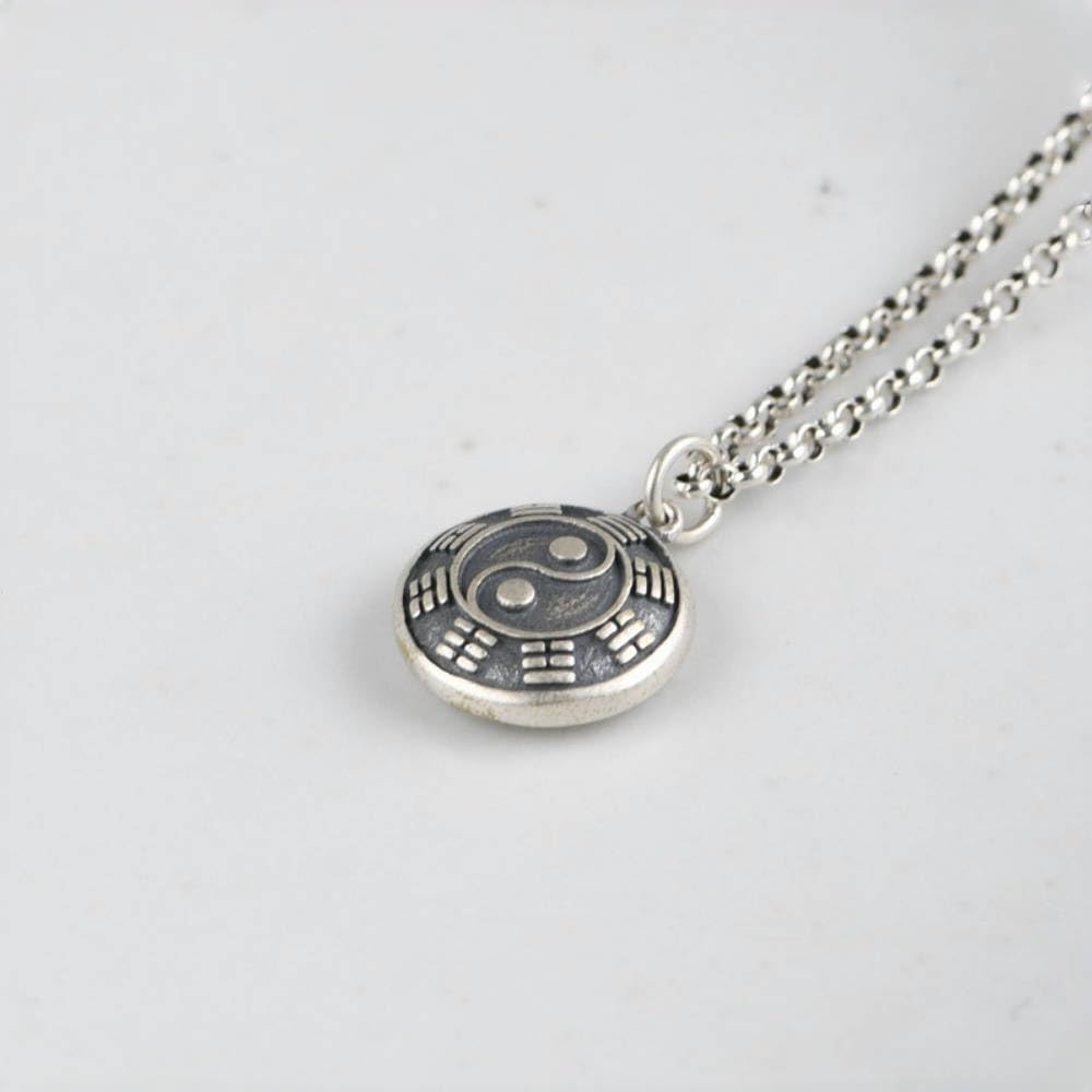 ForFox Collana con Ciondolo Yin Yang Tai Chi Cinese Piccolo in Argento Sterling 925 per Donna,Catena 50cm