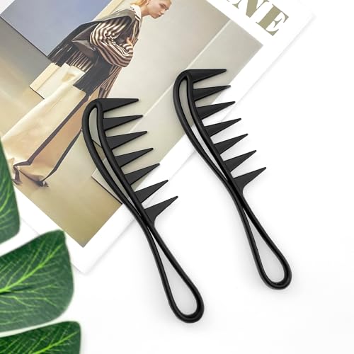 Quacc Peines para Cabello Rizado 2 Piezas Negro miniatura 7