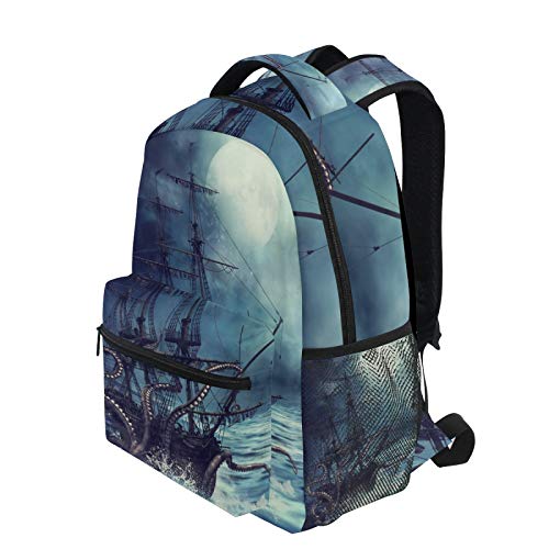 AUUXVA Kids Backpack School Shoulder Bag Large Waterproof Durable Bookbag Laptop Daypack for Students Teens Girls Boys Elementary (Pirate Ship)3