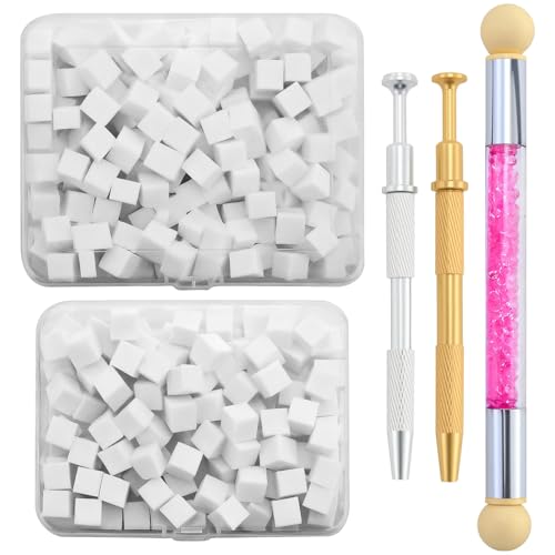 300 Esponjas para Decoración de Uñas, Herramientas de Renderizado con Pinza, Cepillo de Esponja, para Diseño de Uñas(Blanco)