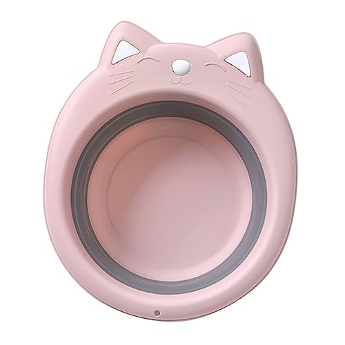 Lurrose 1個 ベビーウォッシュタブ ベビーシンク ポータブルソーカー ベビーバス baby shower gift アニメーション 洗面台 折りたたみ式洗面器 子 ピンク
