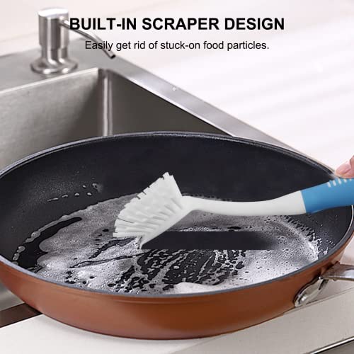 Setsail Dish Brush With Handle, 2 Pack Stiff Bristles Dish Scrubber With Built-In Scraper Dish Scrub Brushes For Cleaning Dishes, Pots And Pans, Kitchen Sink #TOP5