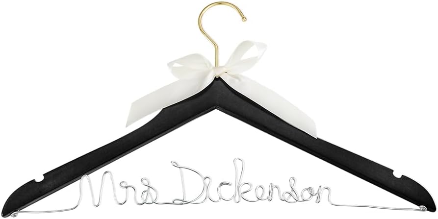 callie Personalized Bride Hanger for Wedding Dress, Custom Wooden Mrs Wedding Hangers with Ribbon Bow & Name, Gift for Wedding Bridal Shower Party