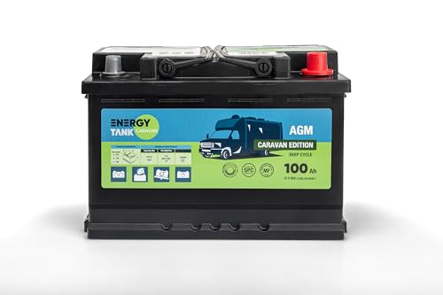 ENERGY Tank AGM Autoaccu - 12 V - 100 Ah - AGM-accu voor caravans - Accu Hoge Capaciteit - Mover-accu - Caravanaccu