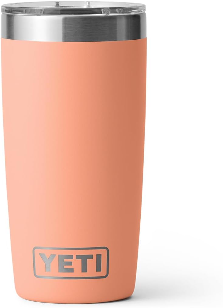 YETI Rambler 10 oz Tumbler, Stainless Steel, Vacuum Insulated with MagSlider Lid, Lowcountry Peach