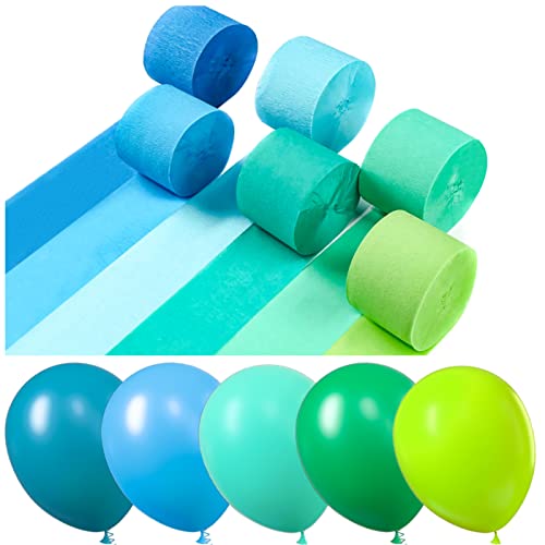 Image of PartyWoo, 51 pcs Blue Balloons and Crepe Paper for Balloon Garland, General Audience, Unisex, Birthday, Wedding Decorations