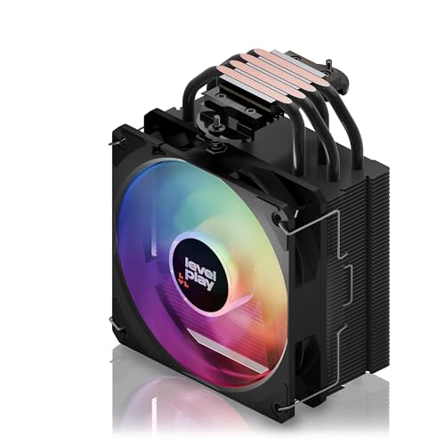 Image of Levelplay Combat CA4 Air Cooler - TDP 200W, 4 Direct-Contact Heat Pipes, Compact Heatsink, 120mm ARGB Gen 2 CF120 Fan (PWM), AMD AM5 / AM4 & Intel LGA 1851 / LGA 1700 Compatible - Black