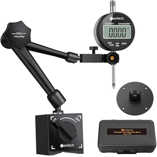 Neoteck Comparador Digital 0-25,4 mm con Base Magnética Indicador de Dial Digital DTI 0,01/0,0005 ´´ Pulgadas/Unidad Métrica Apagado Automático con Soporte Flexible para Dial Digital ON/OFF | Ya disponible en tu tienda friki favorita! En mundofriki.es!