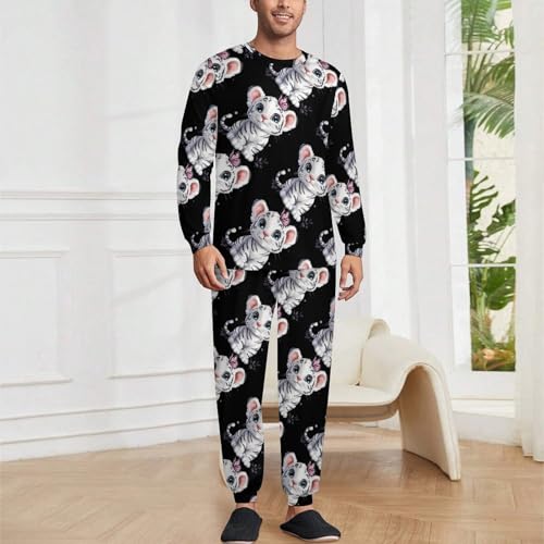 White Tiger Butterfly Pajama Set Long Sleeve Lounge Sets Sleepwear 2 Pjs Nightwear for Men Women2