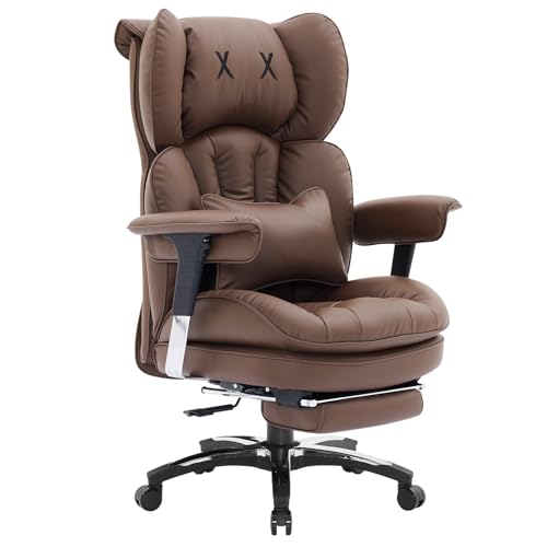 Efomao Bürostuhl, Ergonomischer Gaming Stuhl mit Kopfstütze-Design (X X), Gamer Sessel PU-Leder bis 200kg mit Fußstütze & Lendenkissen, Höhenverstellbarer Schreibtischstuhl
