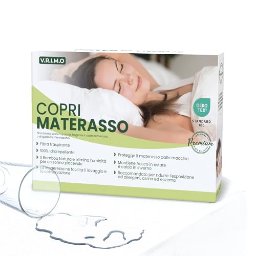 Coprimaterasso Matrimoniale Impermeabile 160 X 190 - Tessuto Spugna Di Bambù Naturale Super Morbido...