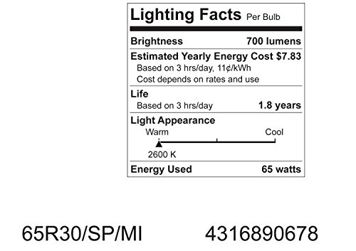 Miser Indoor Reflector Spot Light Bulb, 610 Lumens, R30, 65-Watts #TOP2