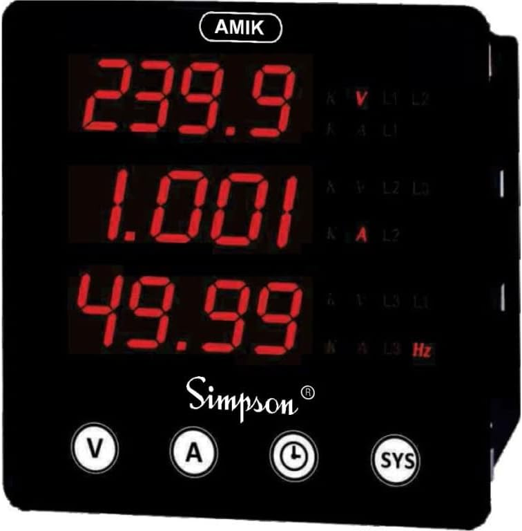 A100 - Digital Panel Meter, Three Phase, AMIK 100 Series, 40 to 300 Vac/dc
