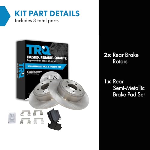 Image of TRQ Rear Semi Metallic Brake Pad and Rotor Set