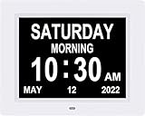 LaMi Products 8 Inch Digital Day Calendar Clock with 8 Alarm Reminders,Digital Clock Large Display N