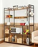 PeacefulHues Large Kitchen Bakers Rack with Power Outlet, 55'X66' Coffee Bar Cabinet, 4-Tier Storage Shelf...