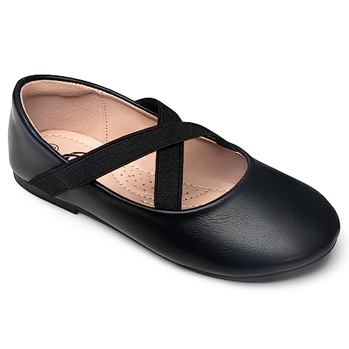 Trary Girls Dress Shoes With Crossover Straps Ballet Flats Mary Jane Shoes For Girls Black #TOP18
