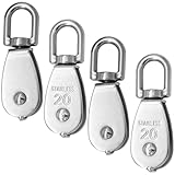 Hocansen 4 Stück Umlenkrolle Edelstahl M20 Einzelrolle Umlenkrolle Flaschenzug Riemenscheibe Roller für Seile (D-HL/M20)