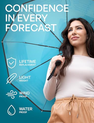 Image of VOGARD Windproof Travel Umbrella, Compact Auto Folding Umbrella for Rain & Sun, Strong Frame Lightweight Portable Umbrella for Men & Women