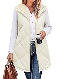 Zeagoo Puffer Vest for women Reversible Fleece Sherpa Vests Sleeveless Jacket Double Zip Up Long Fall Winter Warm Coats