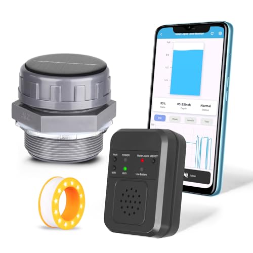 WiFi Solar Tank Level Monitor briidea Water Oil Tank Level Sensor with Remote Monitoring Real-Time App & Repeater Alerts 6-Month Battery 330ft Signal Range IP65 Waterproof for Cisterns