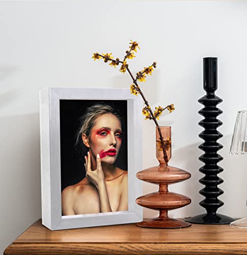 6X8 Modern Picture Frame Box Photo Display With Usb Led Light, Horizontal And Vertical Formats For Tabletop Display, White And Wood Grain (White) #TOP5