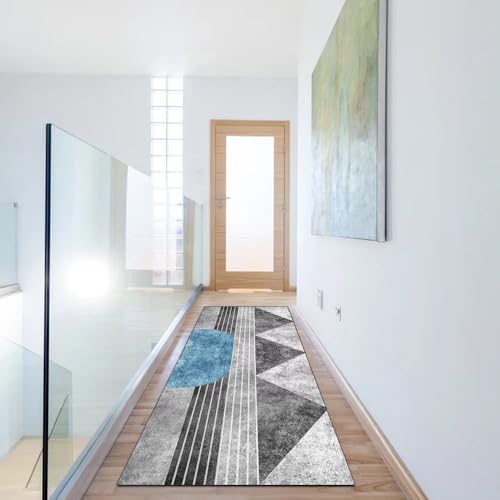 Alfombra de pasillo antideslizante lavable de 90x250 cm gris 6