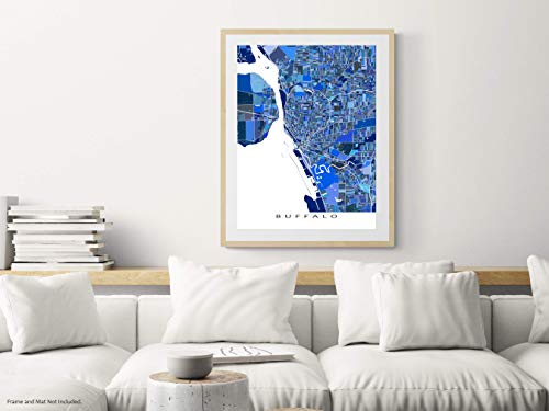 Buffalo Map Print 8X10, Buffalo Artwork, New York Usa, Handmade Blue Geometric City Street Art Poster 24X36 By Maps As Art #TOP3