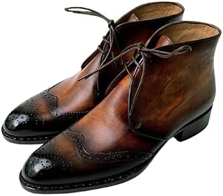 Buy Tucci Di Lusso Mens Special Edition Italian Leather Burnished Brown Wingtip Handmade Luxury Chukka Ankle Boots (10, Chukka Ankle Boot, Brown)