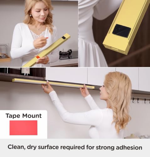 Image of Leetdud Under Cabinet Lighting Plug in 32 Inch, 120V Motion Sensor Lights Indoor, 3CCT 3000 /4000 /5000K, Aluminum Linkable Super Bright LED Counter Light with Timer for Kitchen, Closet, Golden, 4 Pack