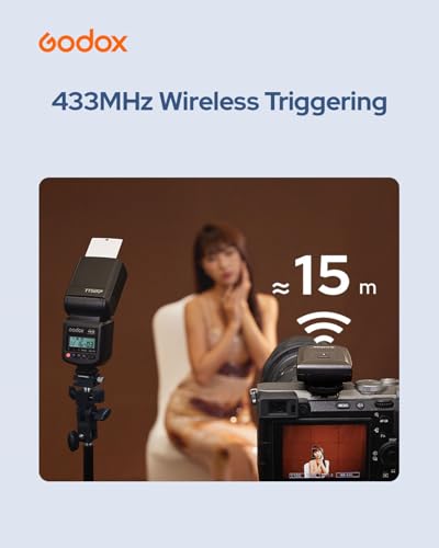 عدة فلاش TT520III عالمية بموزع ضوء لكاميرا كانون ونيكون وسوني وفوجي واوليمبوس، سبيدلايت لاسلكي بقاعدة فلاش وجهة اتصال واحدة وتردد 433MHz وقدرة GN33 حتى 400 ومضة بأوضاع العبد البصري S1 وS2، من جودوكس