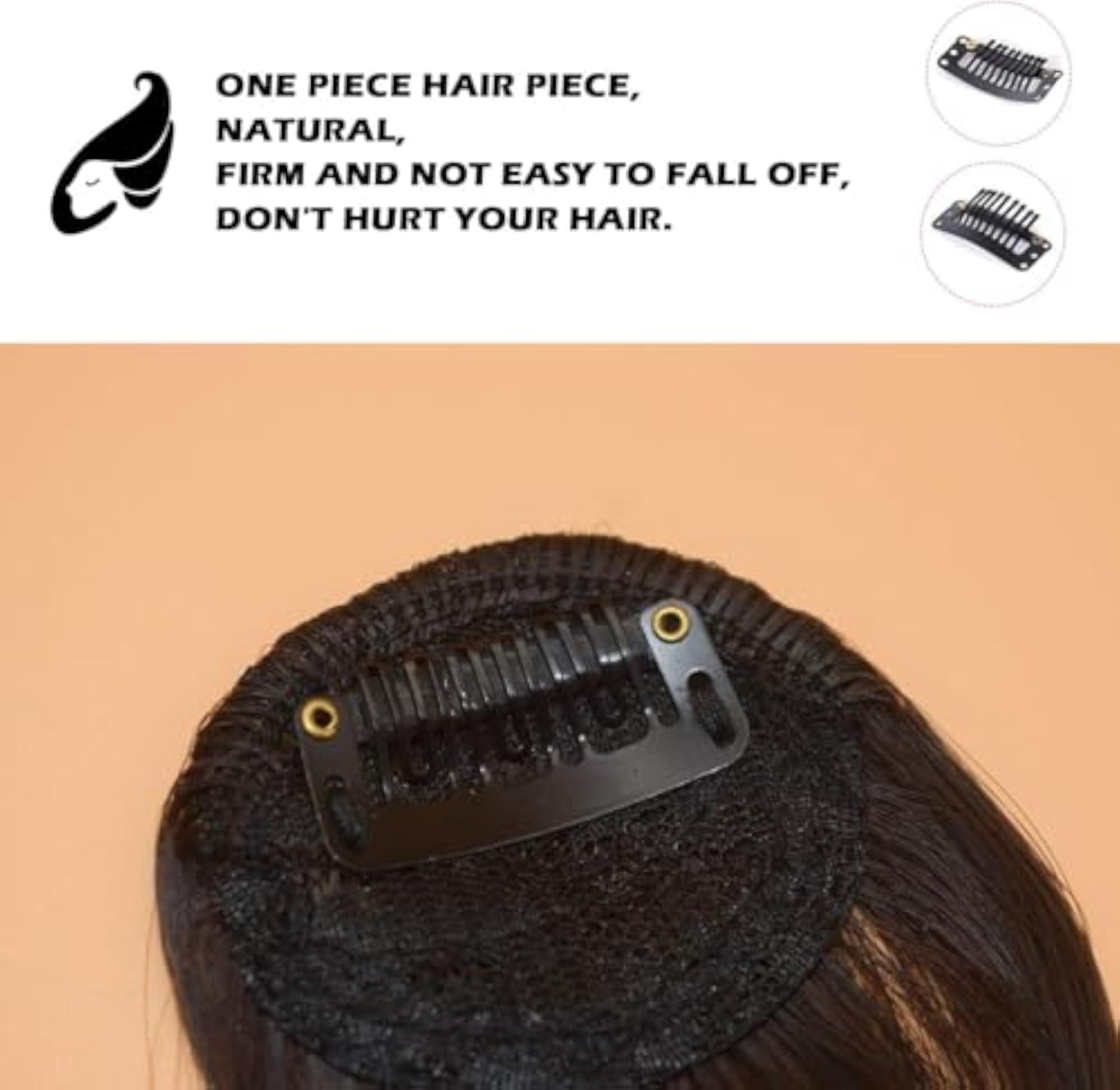 Synthetic Clip-in Bangs Extension for Women, Pack of 2