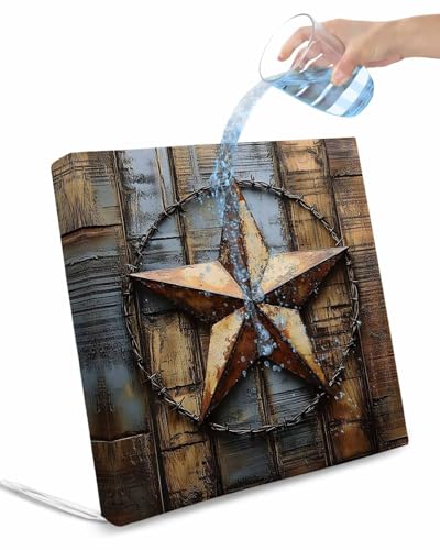 Hokiten Rustic Star Brown Outdoor Cushion Chair Cover Set of 4 - Waterproof Couch Seat Covers, Vintage Farmhouse Wooden Grain Art Patio Furniture Protector Slipcovers for Sofa/Garden/RV, 20