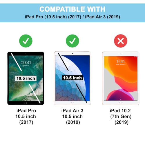 Image of CEDO Smart Case for iPad Pro 10.5 (1st Gen) /Air 3 (3rd Gen) (10.5 in) Tri-Fold Flip Folio Cover | Pencil Holder | Auto Wake-Up /Sleep Mode | Multi View Angles Stand TPU Backcover (Black)