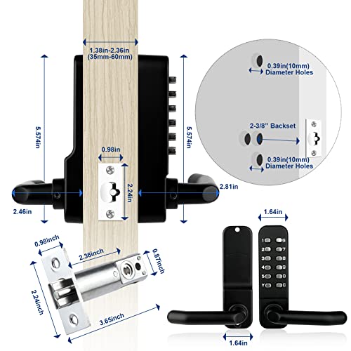 Codace Mechanical Keyless Entry Door Lock With Keypad Door Knob thumb #3