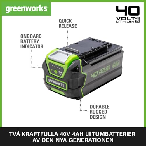 Greenworks 40V Akku - 2 Stück, Original Akkus, 4Ah Lithium-Ionen Akkus für alle Greenworks 40V Garten- und Elektrowerkzeuge… – Ansicht 2