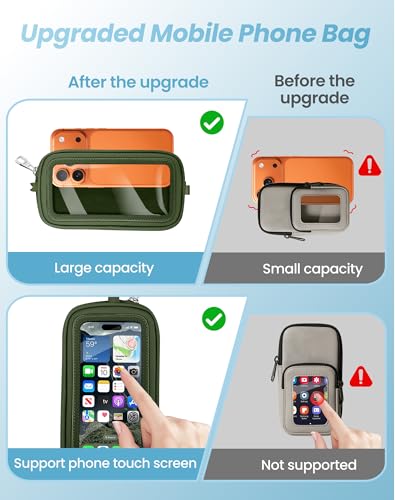 SHANSHUI Clip and Go Phone Strap Wallet Crossbody Phone Lanyard, Detachable Wristlet Strap with Zipper Phone Screen ID Window, 2 Pcs Metal Tether Pads Compatibe for iPhone & Most Smartphones Green — view 4