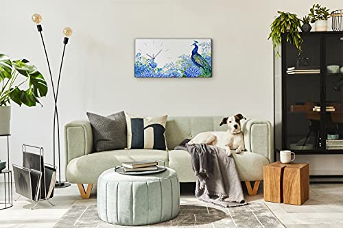 Art mural de fleurs d'oiseau et horloge sur toile de haute qualité 60x30cm - 5