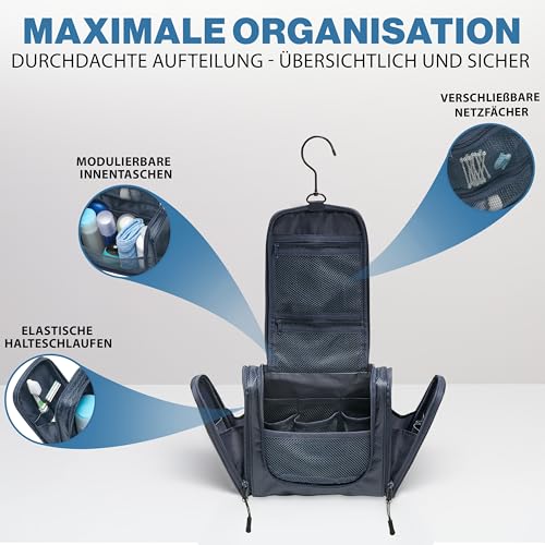TRABONA Kulturbeutel zum Aufhängen für Herren - Waschtasche für Männer – Ansicht 4