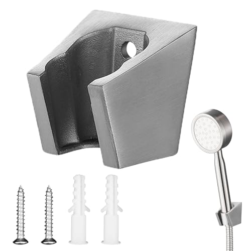 Support Pommeau de Douche, Support Douchette Argent Mural Avec Vis et Crochet Acier Inoxydable, Accroche Pommeau de Douche Léger et Fort Pour Douchette Salle...